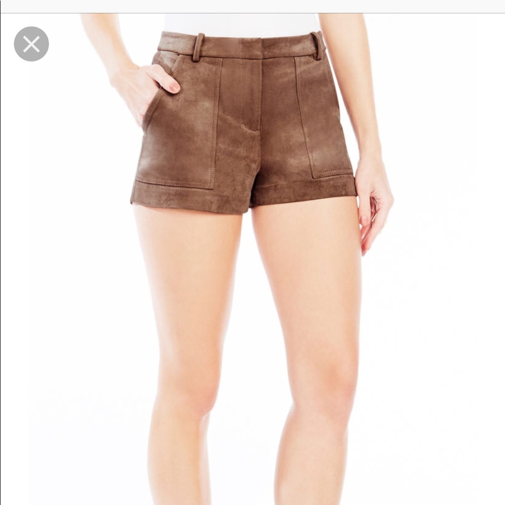 BCBG faux suede camel shorts size 2